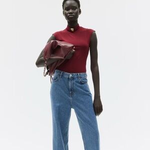 H&M MOCK TURTLENECK BODYSUIT Burgundy